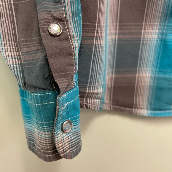 Cowgirl Hardware Plaid Snap Western Shirt Girl 10-12 - Picture 4 of 7